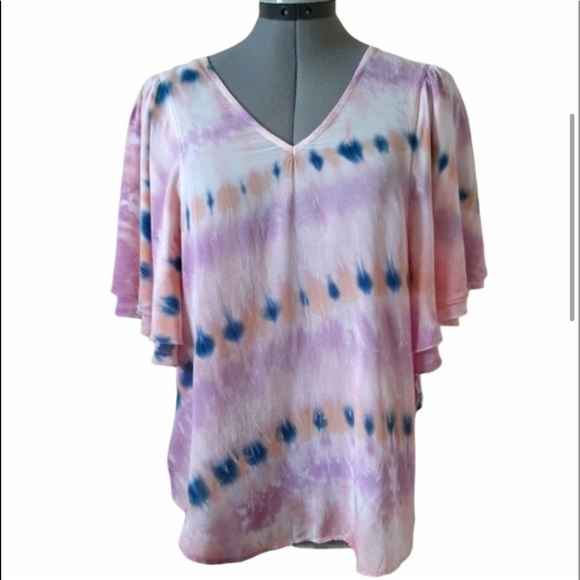 NWT Young Fabulous & Broke tie dye butterfly sleeve pullover top size small - Picture 2 of 8